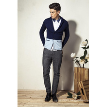 100%Cotton Shawl Collar Knit Men Cardigan with Decorative Pocket